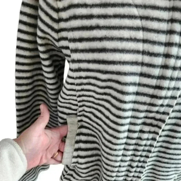 DOLAN by Anthropologie Moto Jacket  Brushed Fleece Grey White Stripe Women's Med - Picture 5 of 11